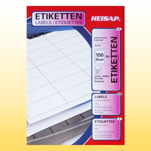 100 Bgen = 800 Etiketten 105,0 x 74,0 mm, wei